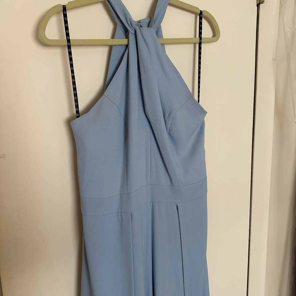 Missguided Light Blue Halter Jumpsuit